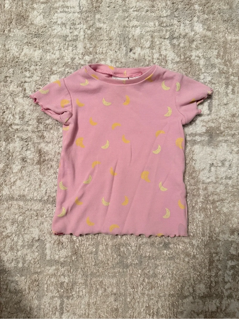 Zara Pink Short Sleeve Tee with Yellow Banana Print size 12-18M